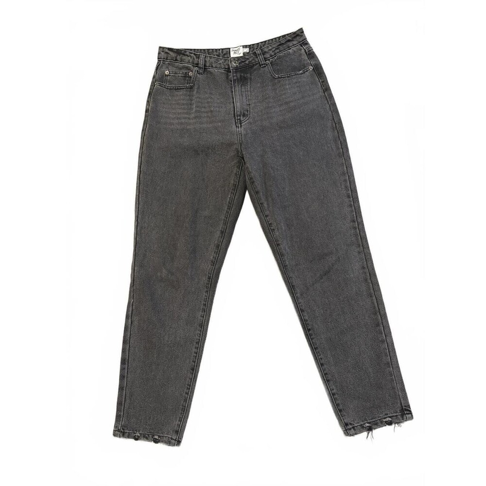 Princess Polly Women's Size 8 Black Straight Leg Jeans High Rise Raw Hem